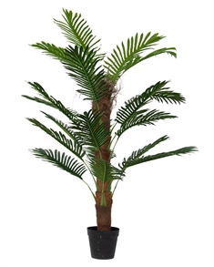 Tropisk palme - 120 cm høj - Kunstig plante i potte med pæn stamme - 