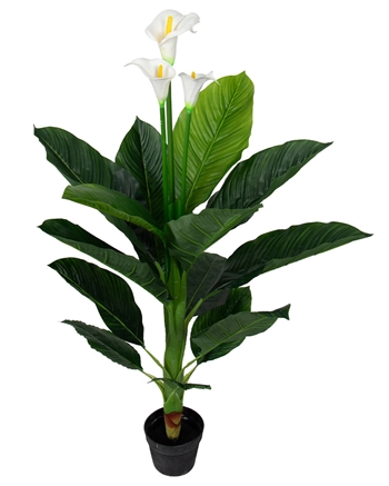 Kunstig plante - 120 cm - Hvid Calla med 3 smukke blomster j 