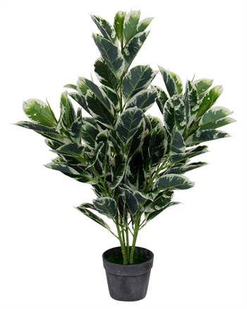 Kunstig gummiplante - 85 cm høj - Kunstig grøn stueplante med flotte blade