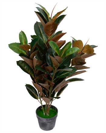 Kunstig plante - 90 cm høj - Fikus Elastica - Kunstig plante med rødlige blade