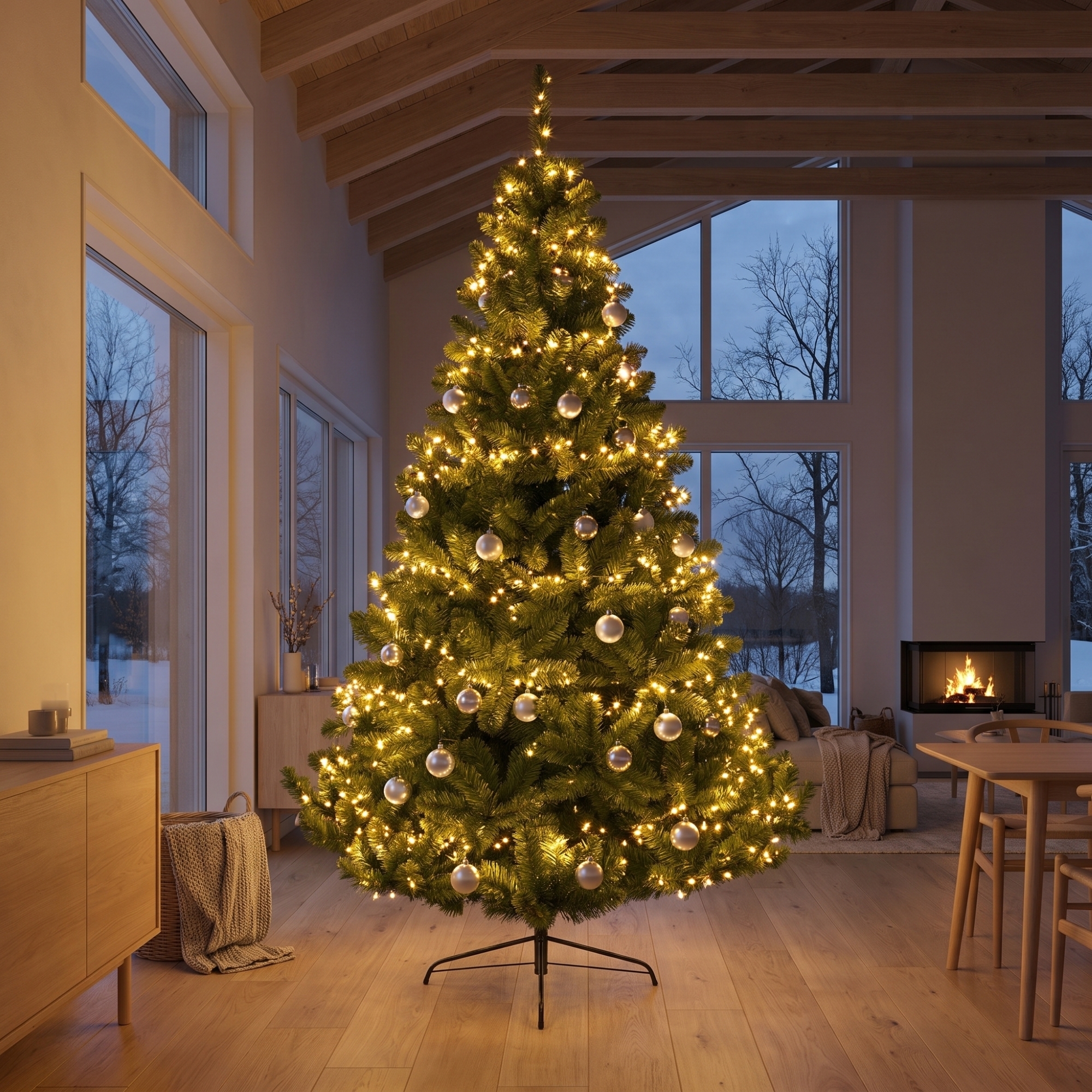 Stort kunstigt juletræ - 4 meter højt juletræ - Kæmpe stort og flot, fyldigt juletræ på fod
