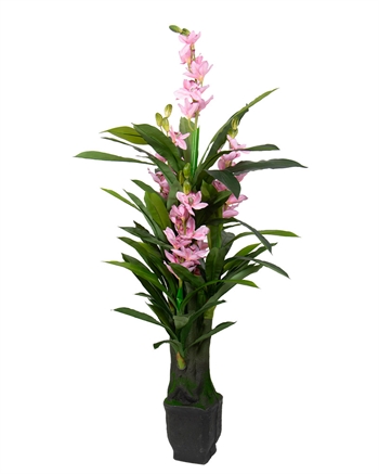 Kunstig Orkidé 165 cm - 3 lyserøde blomster - Cymbidium orkide