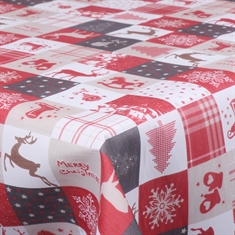 Tekstil voksdug - Ternet med forskellige julemotiver - 140 cm bred - På metermål