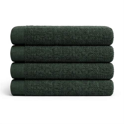 Bomulds håndklæde - 100% bomuld - Badelagen 100x150 cm - Valmue - Mørkegrøn