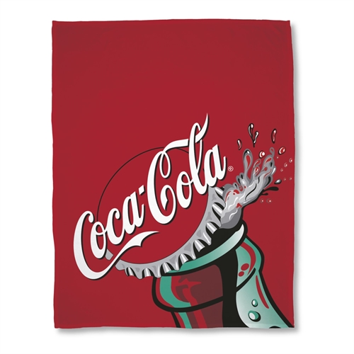 Børnetæppe - Coca Cola - 150x200 cm - Blødt Fleece tæppe - Rød