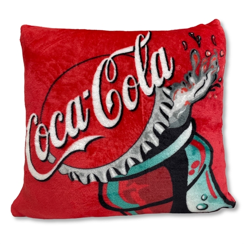 Coca Cola pyntepude - 43x43 cm - Blød rød fleece pude