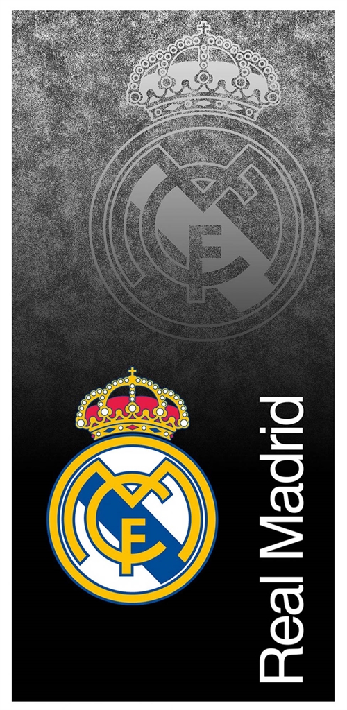Sort Real Madrid håndklæde - 70x140 cm - 100% bomuld - Blødt badehåndklæde med Real Madrid logo