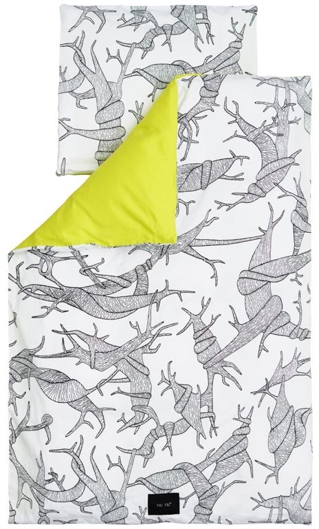 Baby sengetøj 70x100 cm - Vendbart design med træer - 100% økologisk bomulds sengetøj - Yai Yai