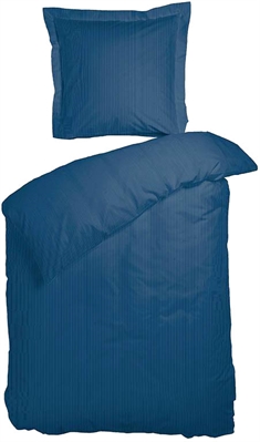 Stribet sengetøj 140x220 cm - Blåt sengetøj - Sengelinned i 100% Bomuldssatin - Night & Day