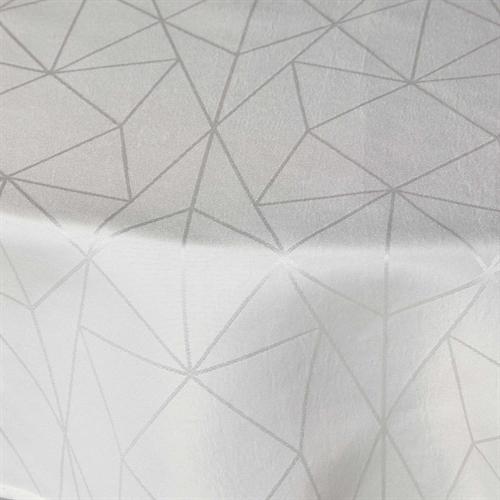 Rund dug - Ø230 cm - Damask dug - Hvid tekstildug - Jacquardvævet dug med geometrisk mønster - Dug til rundt bord