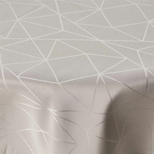 Rund dug - Ø230 cm - Damask dug - Sandfarvet tekstildug - Jacquardvævet dug med geometrisk mønster - Dug til rundt bord