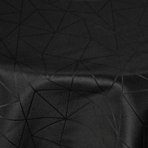 Rund dug - Ø180 cm - Damask dug - Sort tekstildug - Jacquardvævet dug med geometrisk mønster - Dug til rundt bord