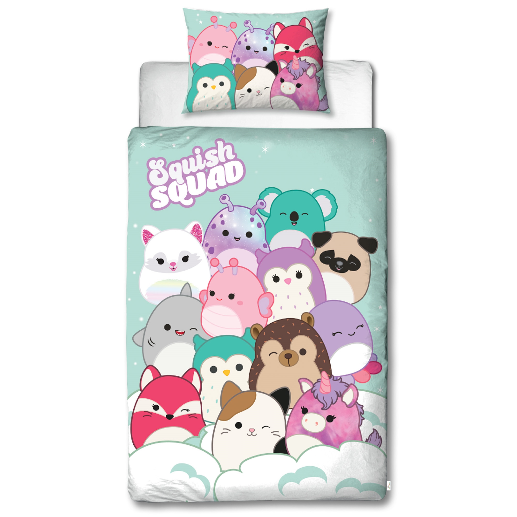 Squishmallows sengetøj - Vendbart design - Squishmallows sengesæt - 100% blødt bomuld sengelinned