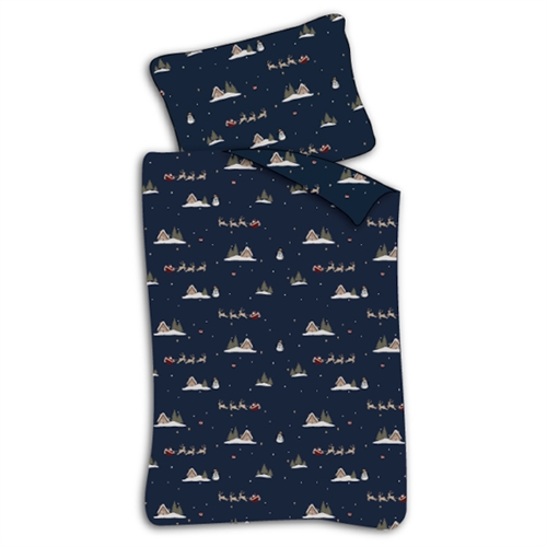 Baby julesengetøj 70x100 cm - Jule sengesæt med julemanden og rensdyr - Santa is coming - 100% blødt bomulds sengelinned