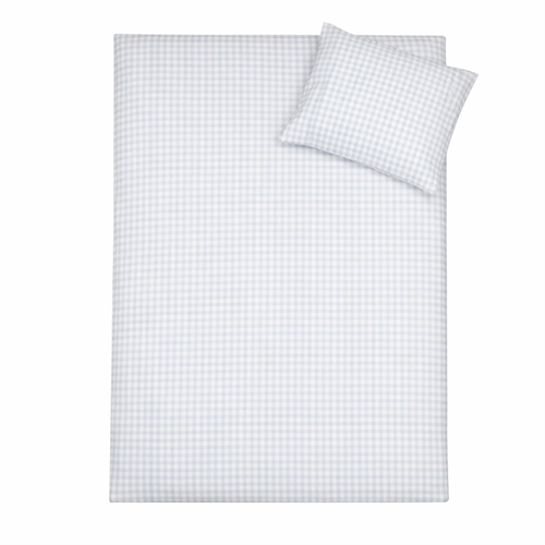 Ternet sengetøj - 100% bomuld - Junior sengetøj 100x140 cm - Blå og hvid med tern