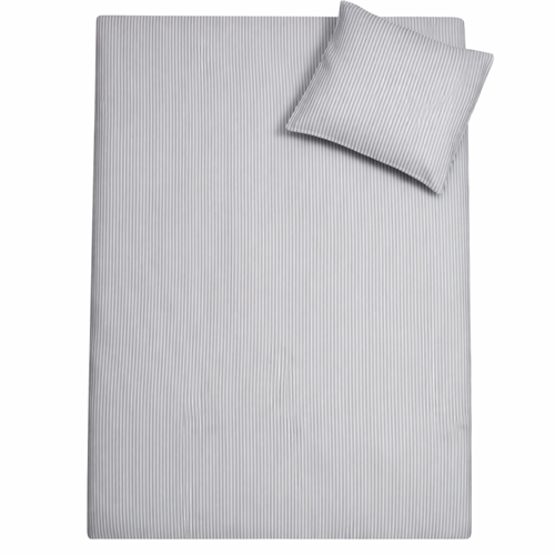 Stribet sengetøj - 100% bomuld - Babysengetøj 70x100 cm - Hvidt med blå striber