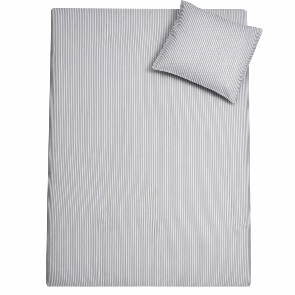 Stribet sengetøj - 100% bomuld - Babysengetøj 70x100 cm - Hvidt med blå striber