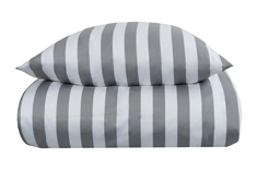 Sengetøj dobbeltdyne 200x220 cm - Gråt og hvid stribet sengetøj i 100% Bomuldssatin - Nordic Stripe