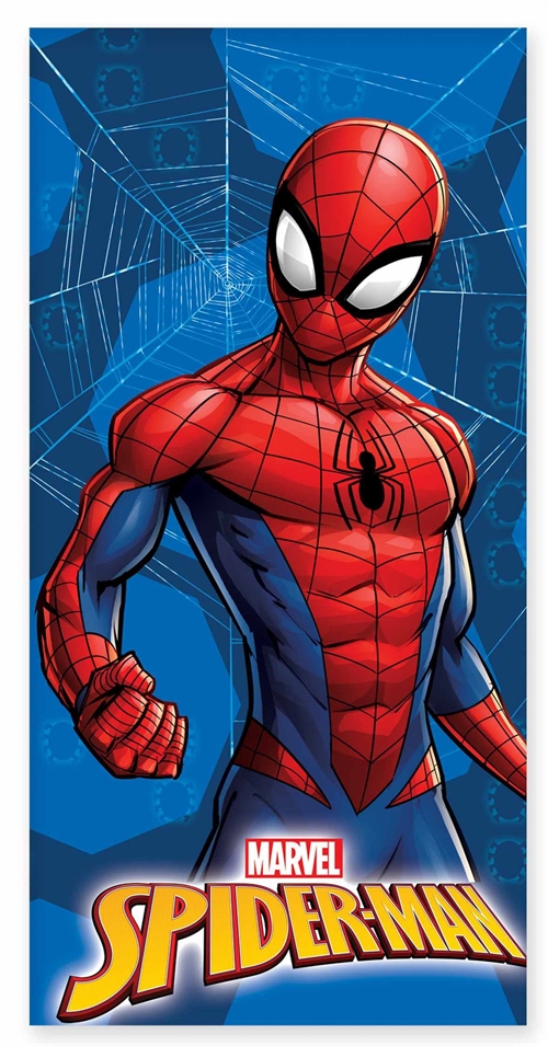 Spiderman håndklæde - 70x140 cm - Klar til kamp - 100% bomuld - Blødt badehåndklæde med Spiderman
