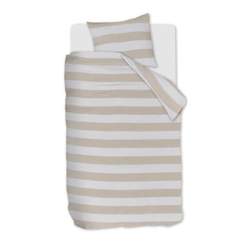 Stribet sengetøj 140x200 cm - Sengesæt i 100% blød musselin bomuld - Striped Sand - Riviéra Maison sengelinned