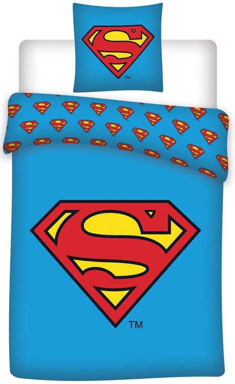 Superman sengetøj - 100% bomuld - Børnesengetøj 140x200 cm - Superman logo