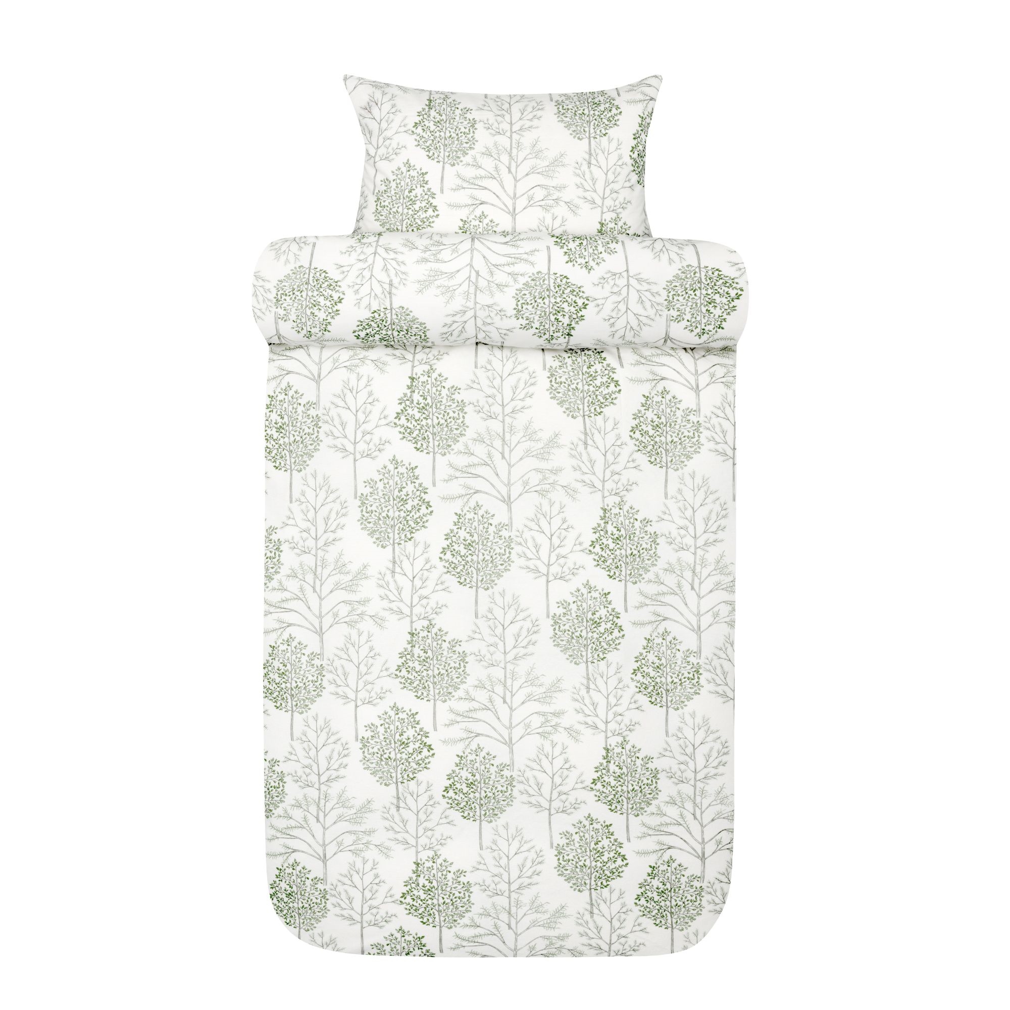 Sengetøj 140x220 cm - 100% bomuldsflonel - Høie of Scandinavia - Thea Muted Green