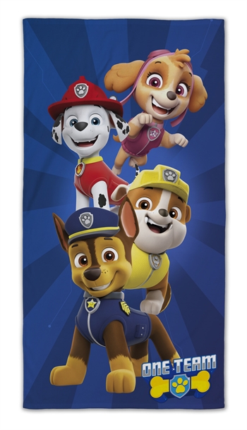 Paw Patrol håndklæde - 70x140 cm - One Team - 100% Bomuld - Blødt badehåndklæde med hvalpene