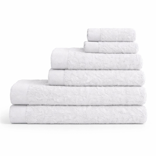 Bomulds håndklæder - 100% bomuld - 6-pak - Valmue - Hvid