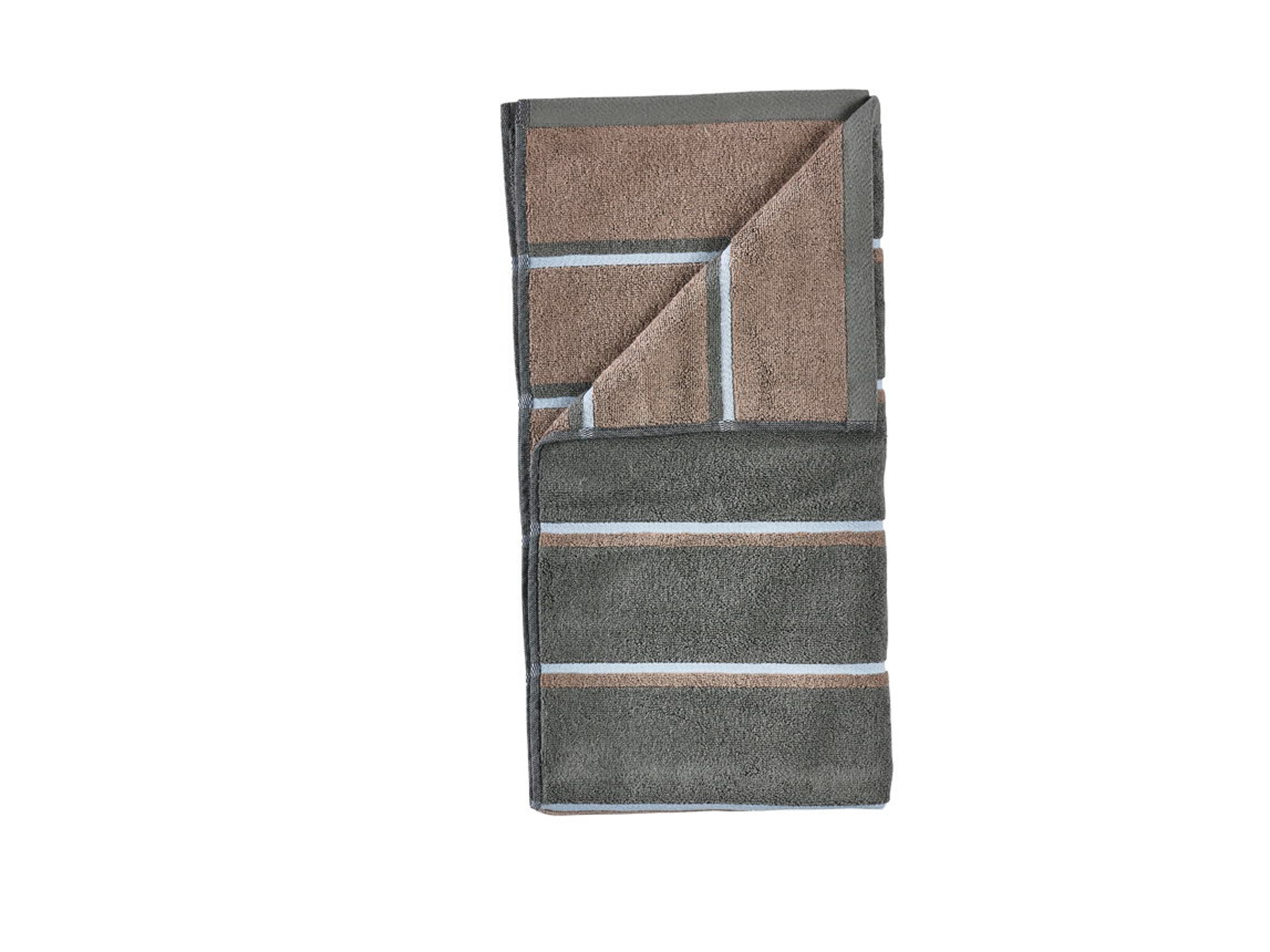 Håndklæde - 100% bomuld - Zone Denmark Sauna - Stribet Olive Green