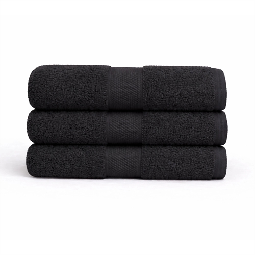 Bomulds håndklæde - 100% bomuld - 50x100 cm - Diamant - Sort