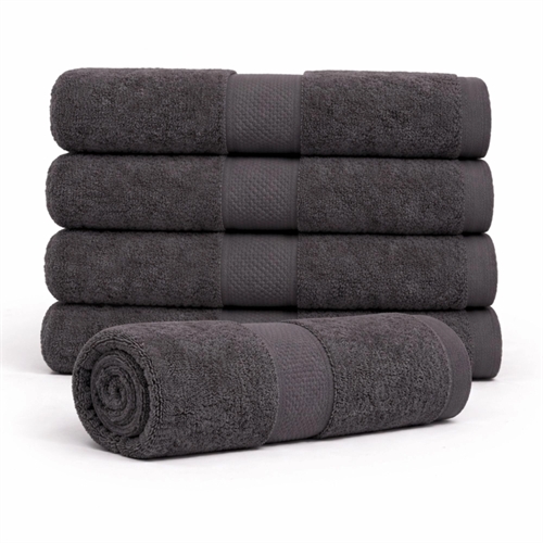 Bomulds håndklæde - 100% bomuld - Badehåndklæde 70x140 cm - Diamant - Antracit grå