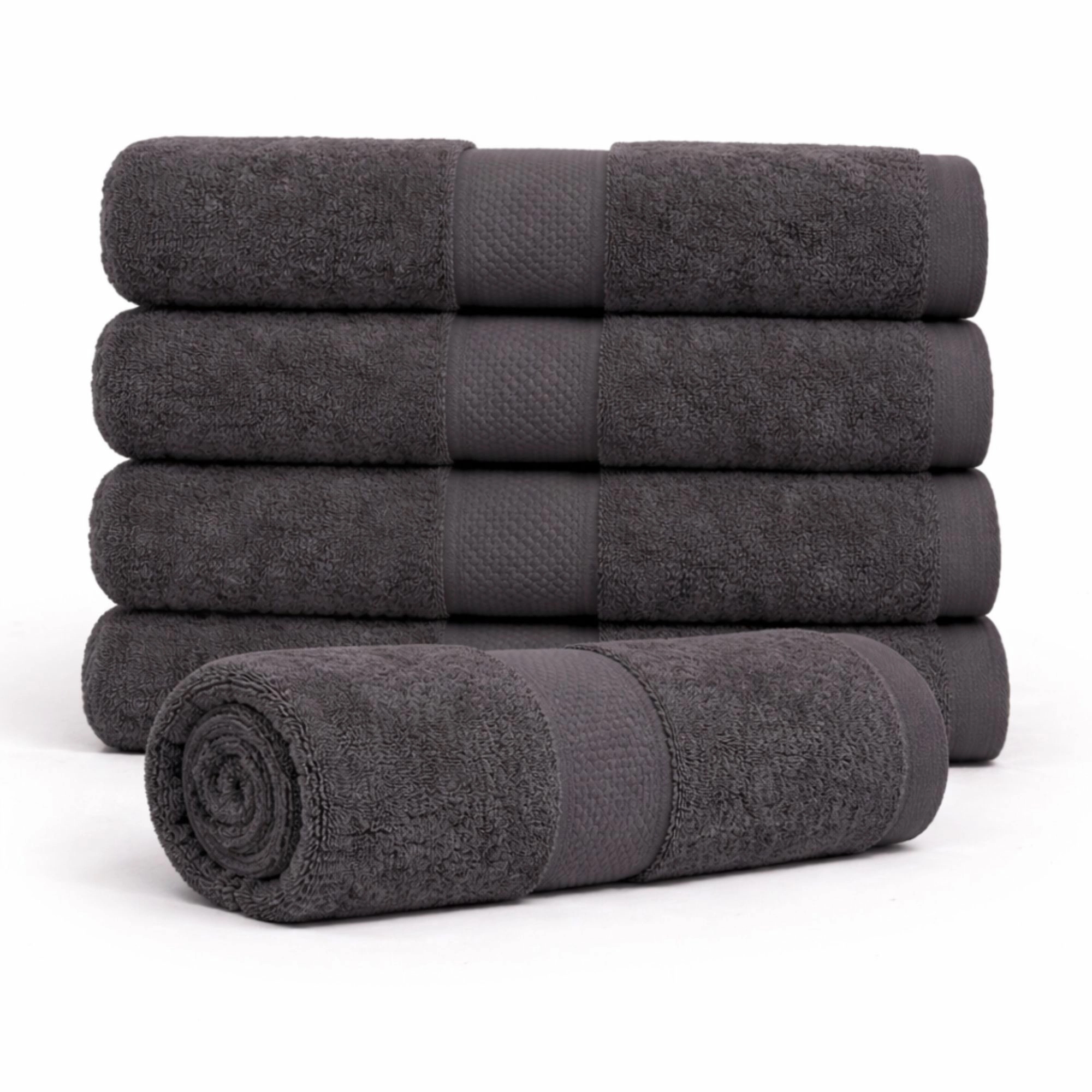 Bomulds håndklæde - 100% bomuld - Badehåndklæde 70x140 cm - Diamant - Antracit grå