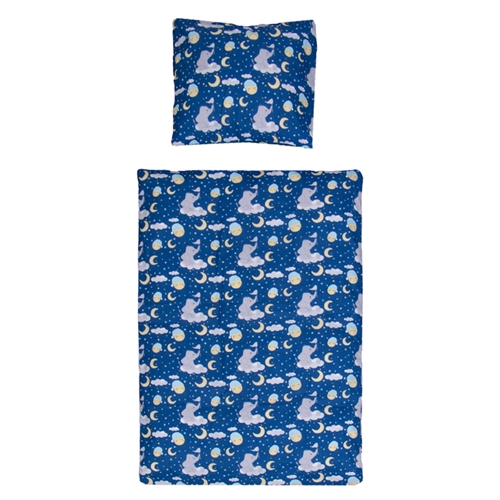 Baby sengetøj 70x100 cm - Elefanter, stjerner & måner - 100% blød bomuld