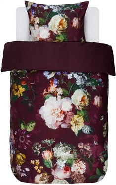 Essenza sengetøj - 140x220 cm - Fleur Burgundy - Vendbart dynebetræk - 100% bomuldssatin sengesæt