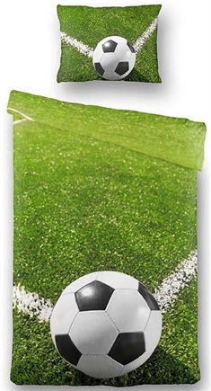 Sengetøj med fodbold -  100% bomuld satin - 140x200 cm