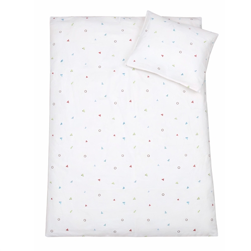 Frugt sengetøj - 100% bomuld - Junior sengetøj 100x140 cm - Råhvidt med små frugter