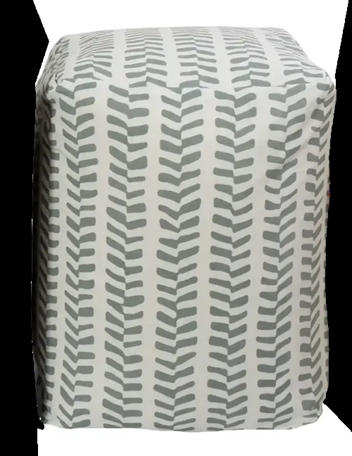 Sidepuf - 28x28x40 cm - Lysegrå med mønster - Praktisk puf fra Nordstrand Home