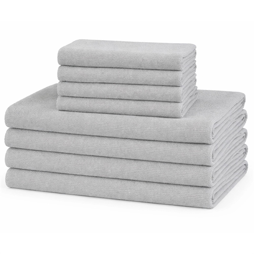 Microfiber håndklæder - Letvægts håndklæder - 8-pak - Lysegrå