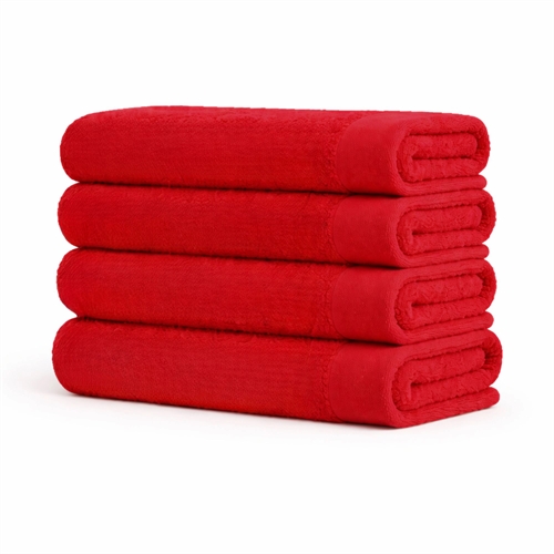 Bomulds håndklæde - 100% bomuld - Badelagen 100x150 cm - Valmue - Rød
