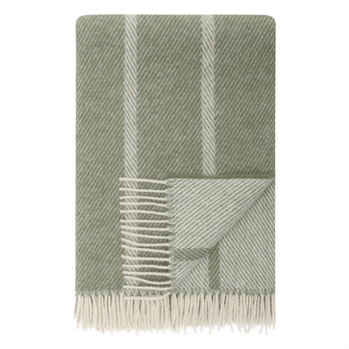 Uldplaid 120x180 cm - Grøn plaid med striber - 100% ny ren uld - Istinden Høie of Scandinavia uldtæppe