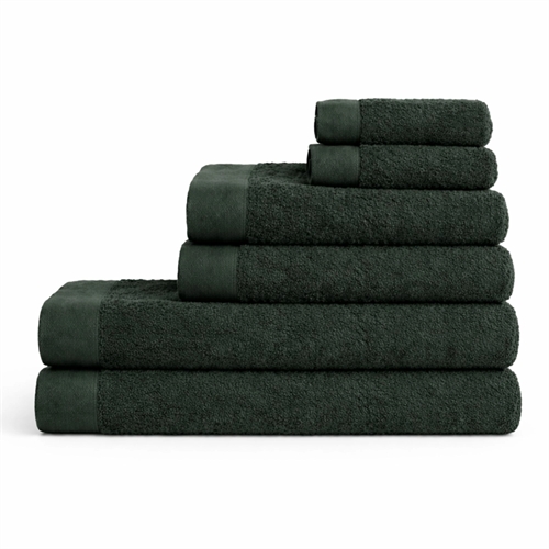 Bomulds håndklæder - 100% bomuld - 6-pak - Valmue - Mørkegrøn