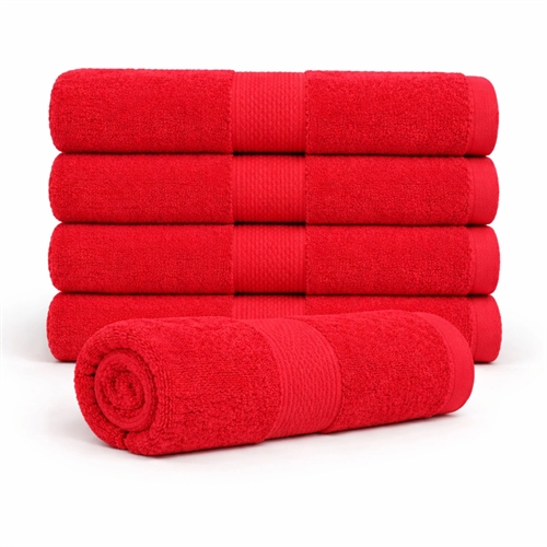 Bomulds håndklæde - 100% bomuld - Badehåndklæde 70x140 cm - Diamant - Rød