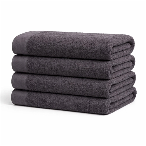 Bomulds håndklæde - 100% bomuld - Badelagen 100x150 cm - Valmue - Mørkegrå