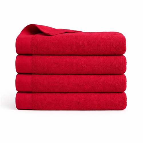 Bomulds håndklæde - 100% bomuld - Badehåndklæde 70x140 cm - Valmue - Rød