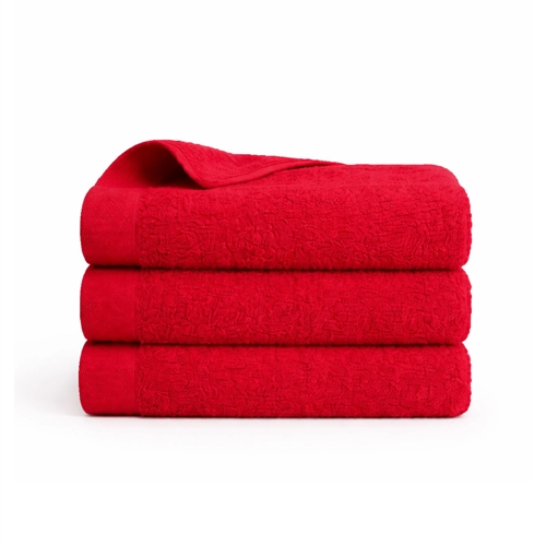 Bomulds håndklæde - 100% bomuld - Gæstehåndklæde 40x60 cm - Valmue - Rød