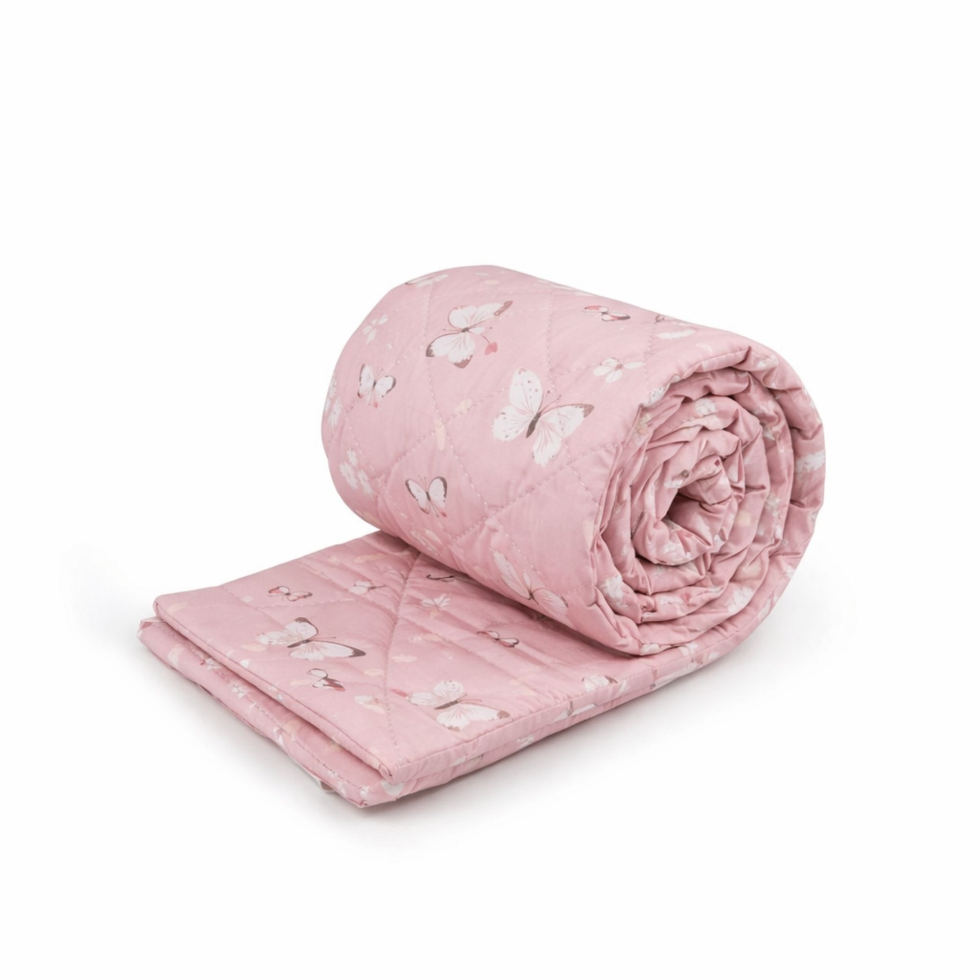 Sengerand - Passer til babyseng 120x60 cm - Lyserød med sommerfugle