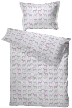 Junior sengetøj 100x140 cm - Sengesæt Rosa/hvid Lille hjort - 100% bomuld - Borås Cotton
