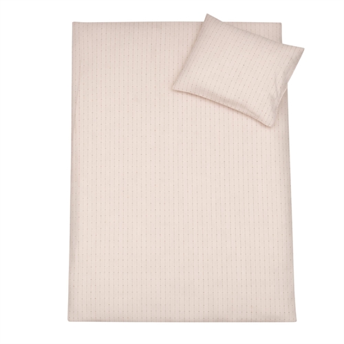 Blomster stribet sengetøj - 100% bomuld - Babysengetøj 70x100 cm - Sand/brun med blomstret striber