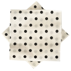 Papirservietter - Hvide med sorte prikker - Kasse med 120 servietter - 33x33 cm.