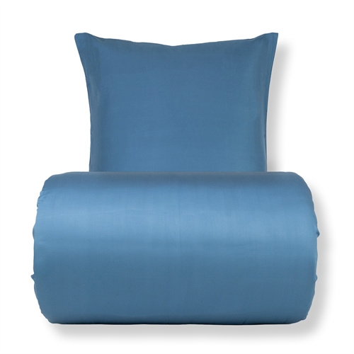 Bambus sengetøj - 140x200 cm - 100% Naturligt bambus - Nature By Borg - Blåt satinvævet dynebetræk 